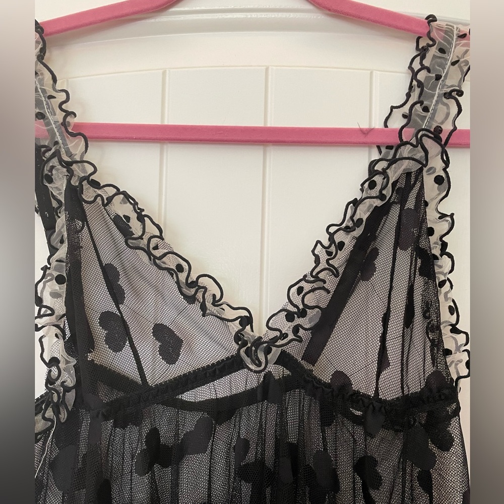 Sheer heart mesh night dress